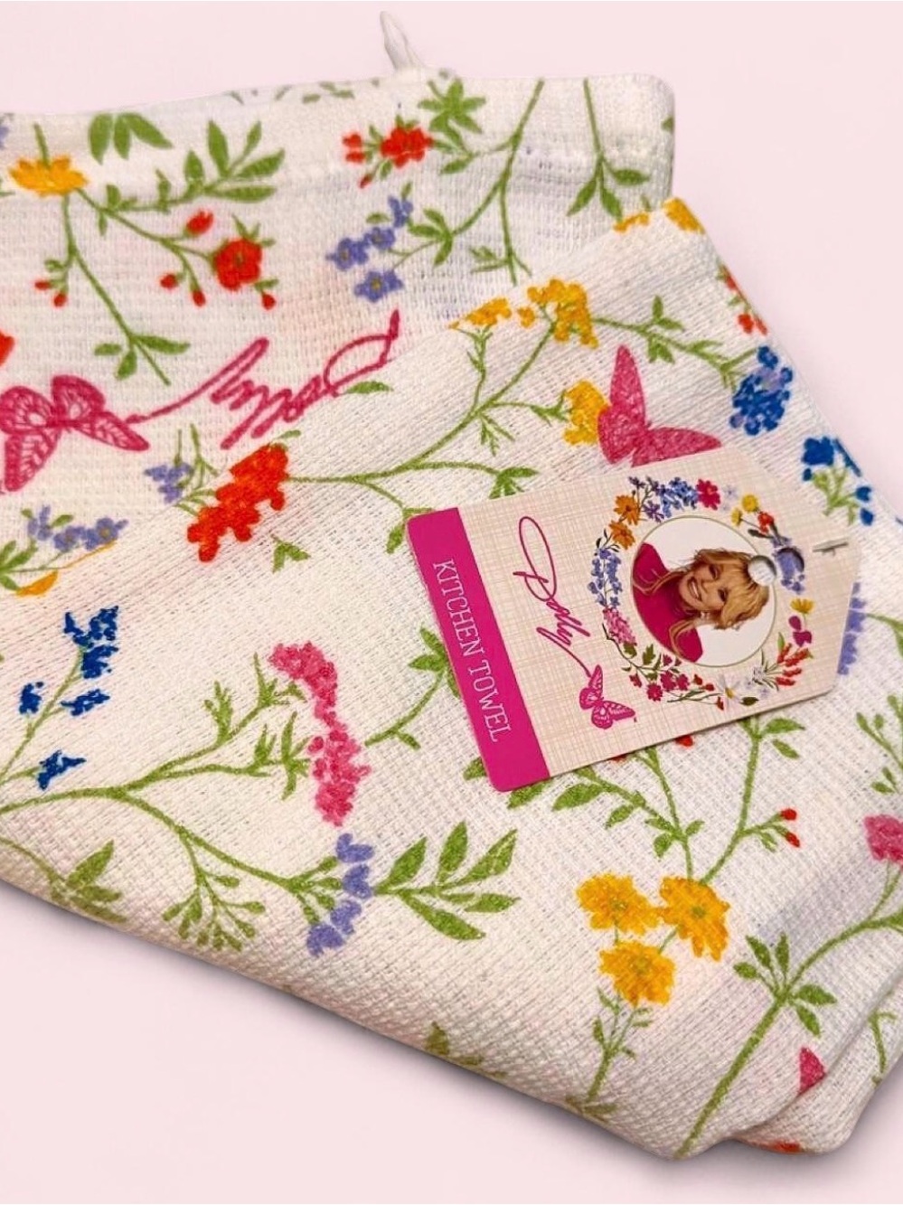 Floral Print White Kitchen Towel – Multicolor